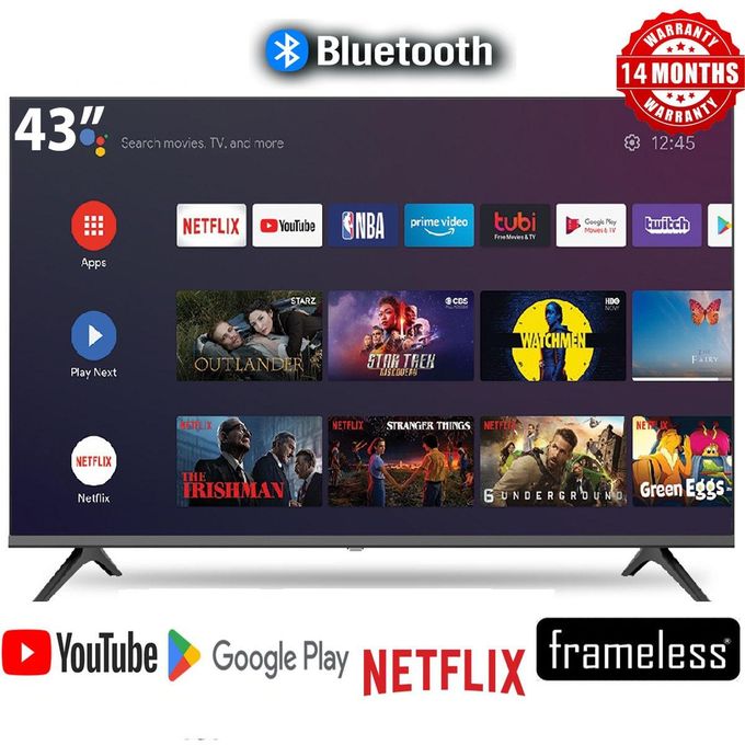 Solarmax 43 inch frameless Android smart TV front view